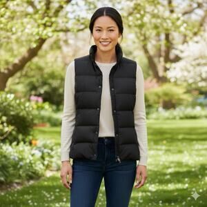 J Jill Vest Women Size Medium Black Down Puffer Nylon Casual Outdoor Layer
